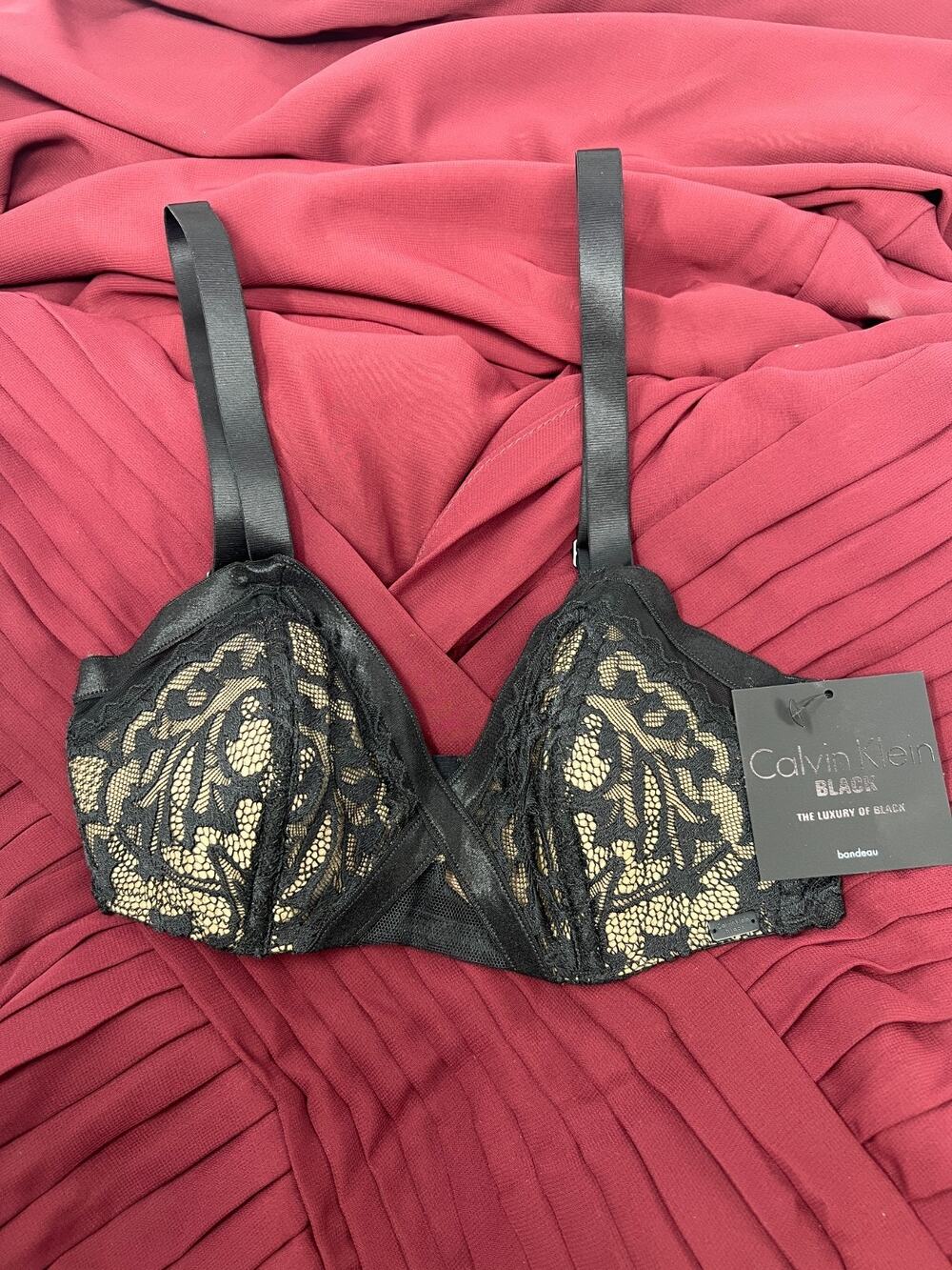 Calvin Klein NWT US S Black Wireless QF1241 Bandeau Bra